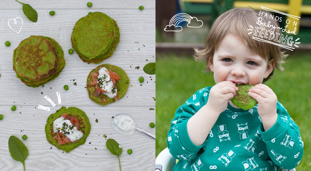 Spinach and Pea Pancakes Baby Led Feeding. 