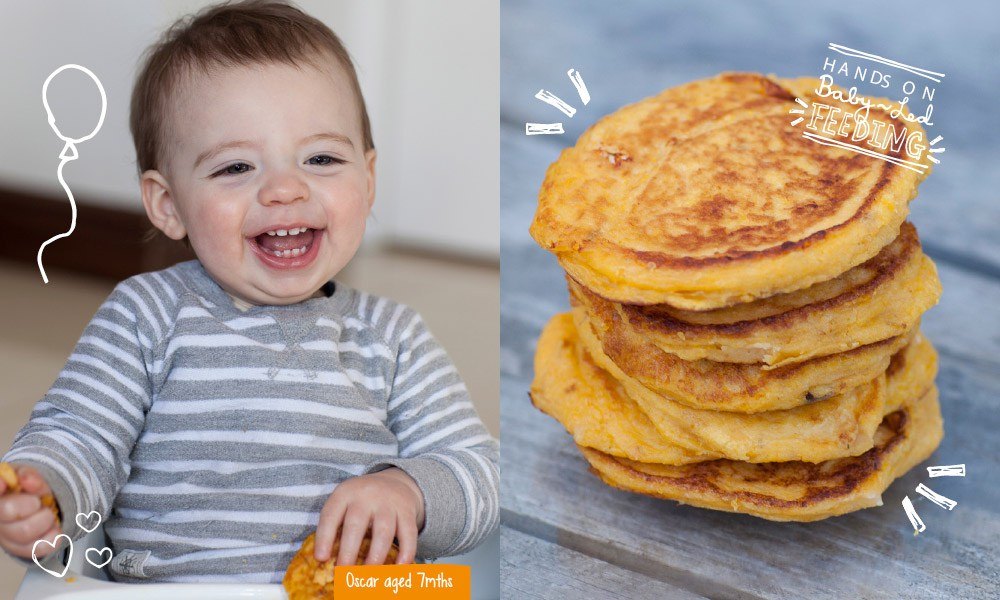 Butternut Squash and Goat Cheese Pancakes Baby Led Feeding. 