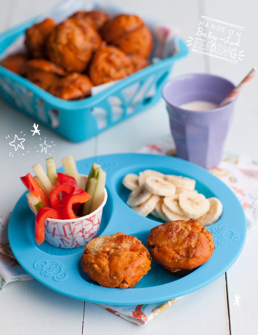 Super Healthy Pizza Muffins Baby Led Feeding a perfect baby lunch, muffins, milk and vegetables. Homemade Baby Food Recipes for baby led weaning by Aileen Cox Blundell. 