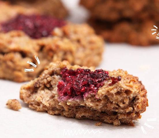 Baby Led Feeding Healthy Breakfast Cookies with Raspberry Chia Jam from Baby Led Feeding 15 Delicious breakfasts for baby led weaning babies. 