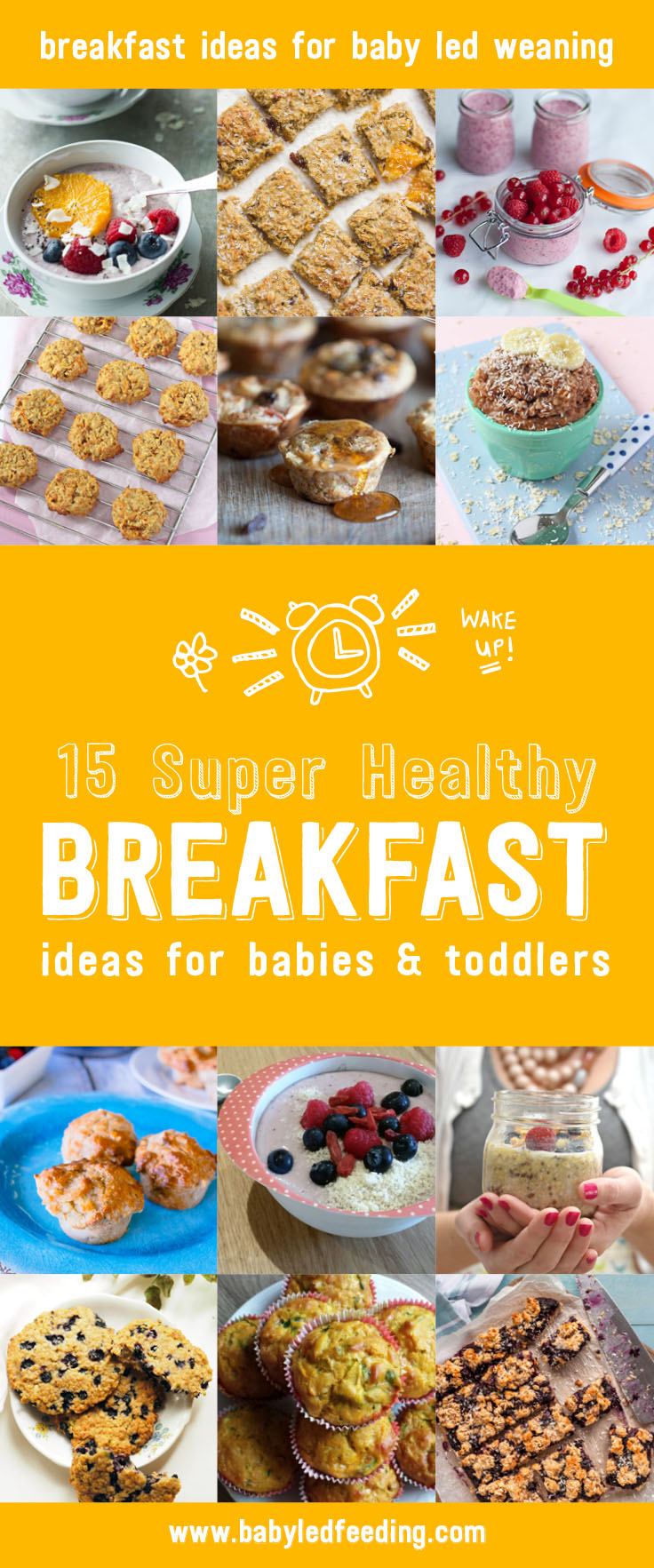 15 super healthy breakfast ideas for baby led weaning and toddlers. Most are refined sugar free and low salt. These easy breakfast recipe can be make ahead or last minute. Nutritious breakfast cookies, freezer friendly muffins and veggie loaded pancakes, fast and easy oatmeal ideas, make ahead breakfast pudding, and much more! All nutritious and all delicious! #breakfastrecipe #babyledweaning #pickyeater #breakfast #healthybreakfast #healthyrecipe