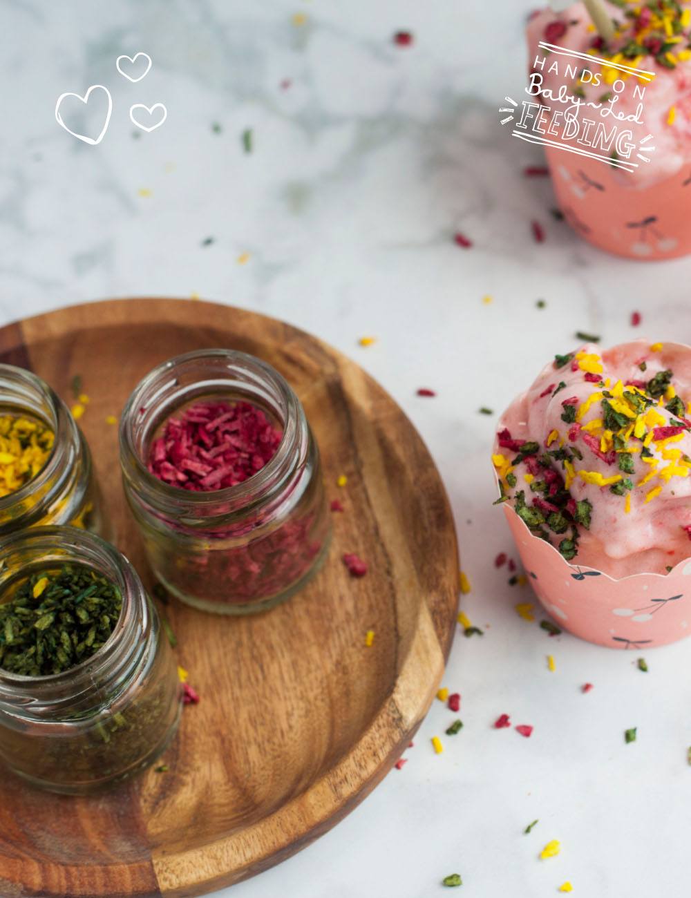 Super Healthy Sugar Free Sprinkles. Cute for little kids and so healthy and nutritious. Jars of healthy sprinkles, sugar free treats for kids. A perfect healthy treat for kids on a summers day. Easy to make and so nutritious, refined sugar free treat packed with goodness.