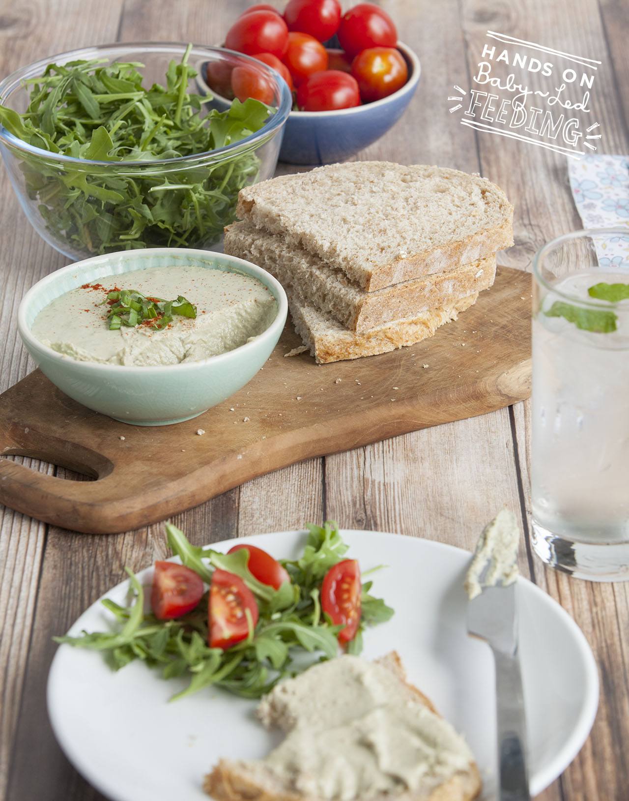Baby led weaning mackerel pate with salad. Long recipe image. This is a perfect baby lunch recipe packed with Omega-3 rich fish and full of vitamins. Lunch ideas for baby led weaning that are easy and quick. Yummy finger foods for babies.