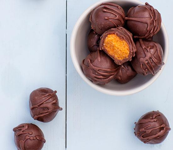 25 Healthy Treat Recipes for Babies, Toddlers and Kids. SWEET POTATO & ORANGE CHOCOLATE TRUFFLES from Baby Led Feeding. Healthy low sugar treats for babies, toddlers & kids. These healthy treat recipe for children will get them eating better in no time.Perfect from 6 months. These delicious baby treat recipe are easy to make and are soft for little hands.