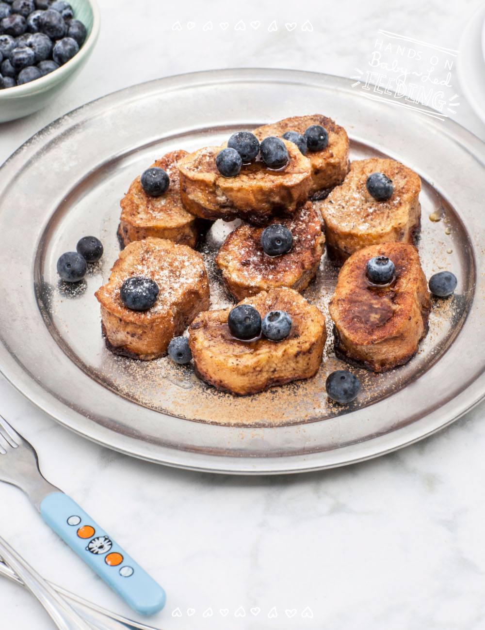 Baby led feeding has great ideas to get your kids to eat better especially breakfast recipe for blw. Full recipe image for recipe page. These Healthy Baby French Toasties with Blueberries are refined sugar free, easy to make and taste so yummy. 