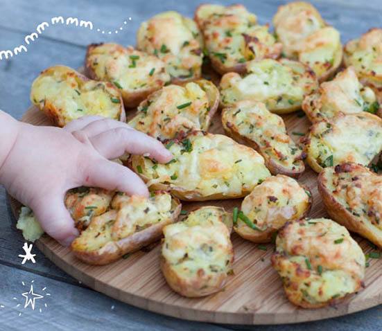 Baby Led Feeding- image of broccoli & chive stuffed baby potatoes recipe 