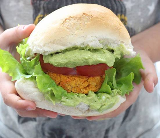 Baby Led Feeding- image of sweet potato and chickpea veggie burgers recipe 