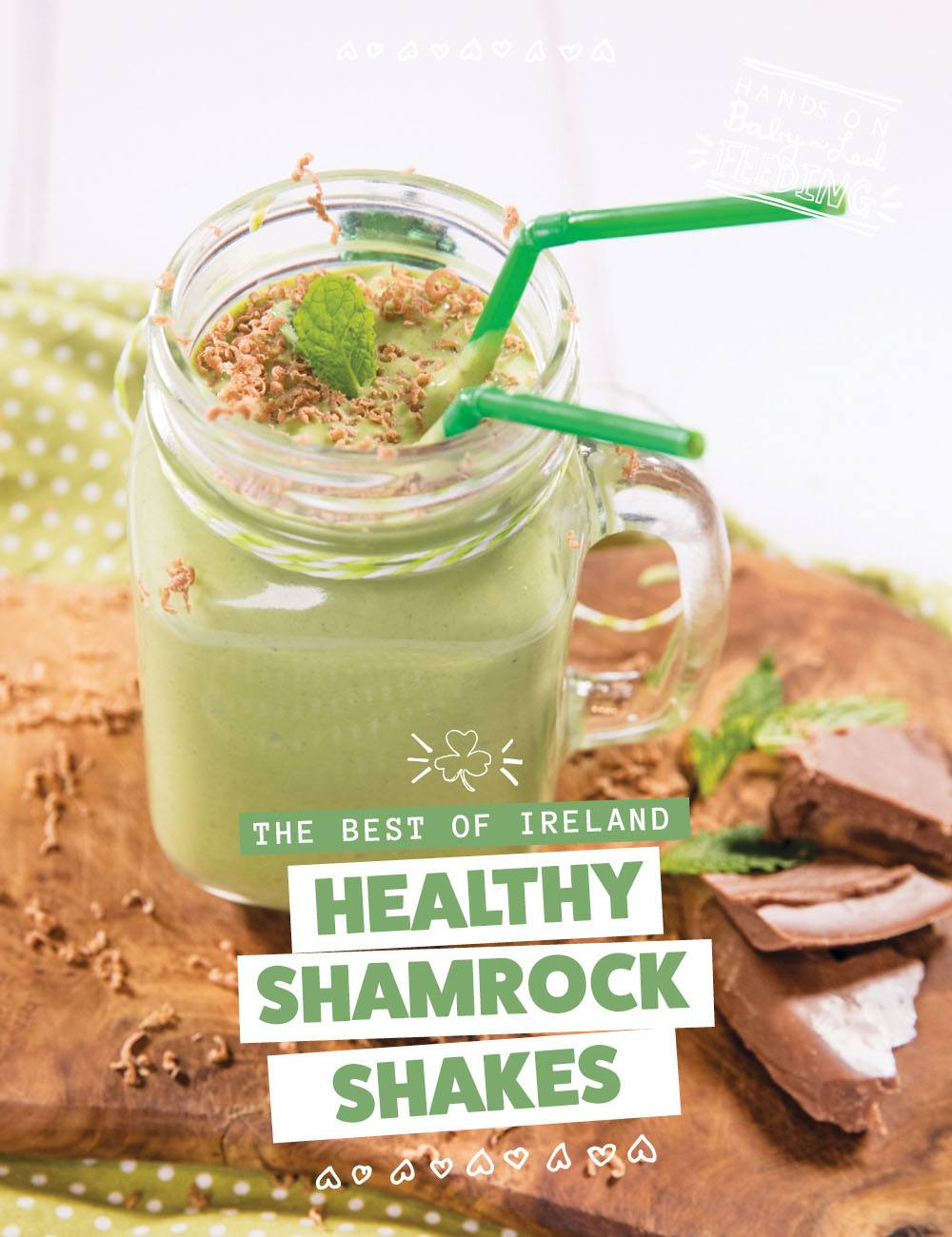 Healthy Shamrock Shake Recipe for kids | Healthy treats for kids. Main recipe image with text on image. This Shamrock shake is creamy, delicious and tastes like ice cream yet it contains only goodness and is super healthy for your little ones. 