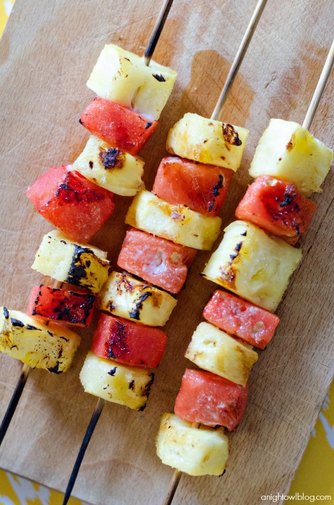Grilled Pineapple and Watermelon Fruit Kabobs