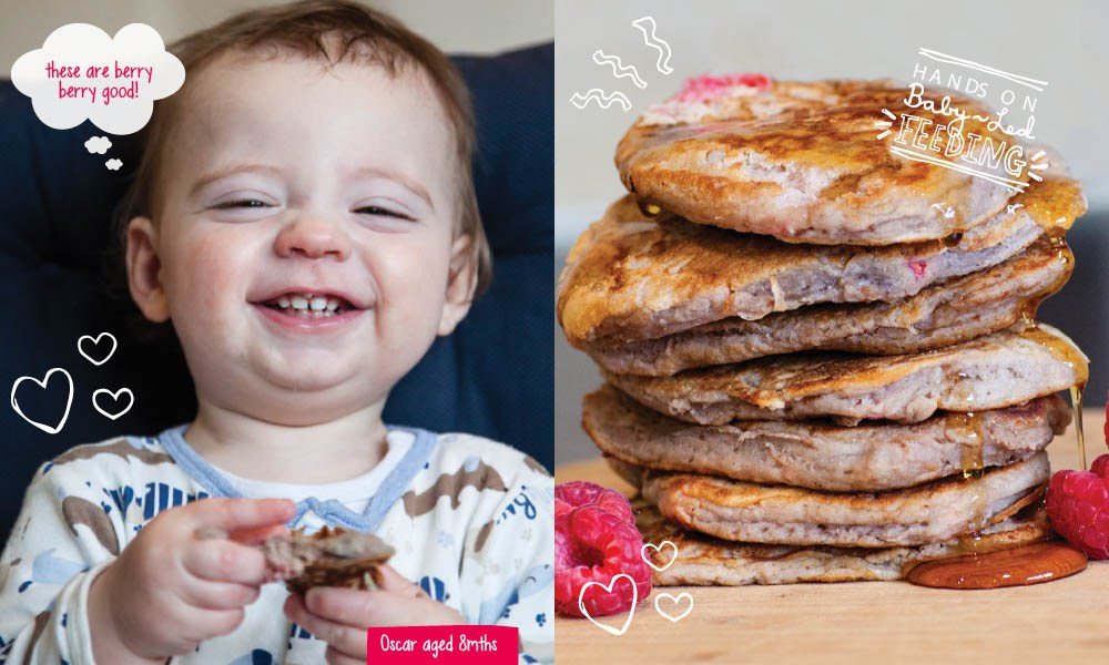 Freezer Friendly Baby Led Weaning Raspberry Buckwheat Pancakes