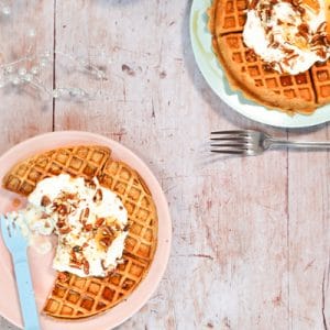 Sweet Potato Spiced Waffles with Crushed Pecans