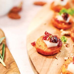 Sweet Potato with Goat Cheese and Cranberry Bites