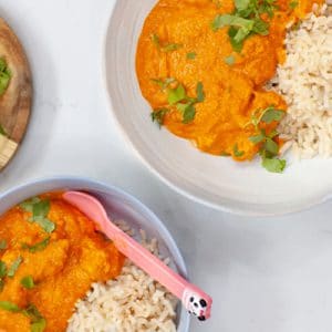 Baby Friendly Healthy Chicken Korma with a vegan option