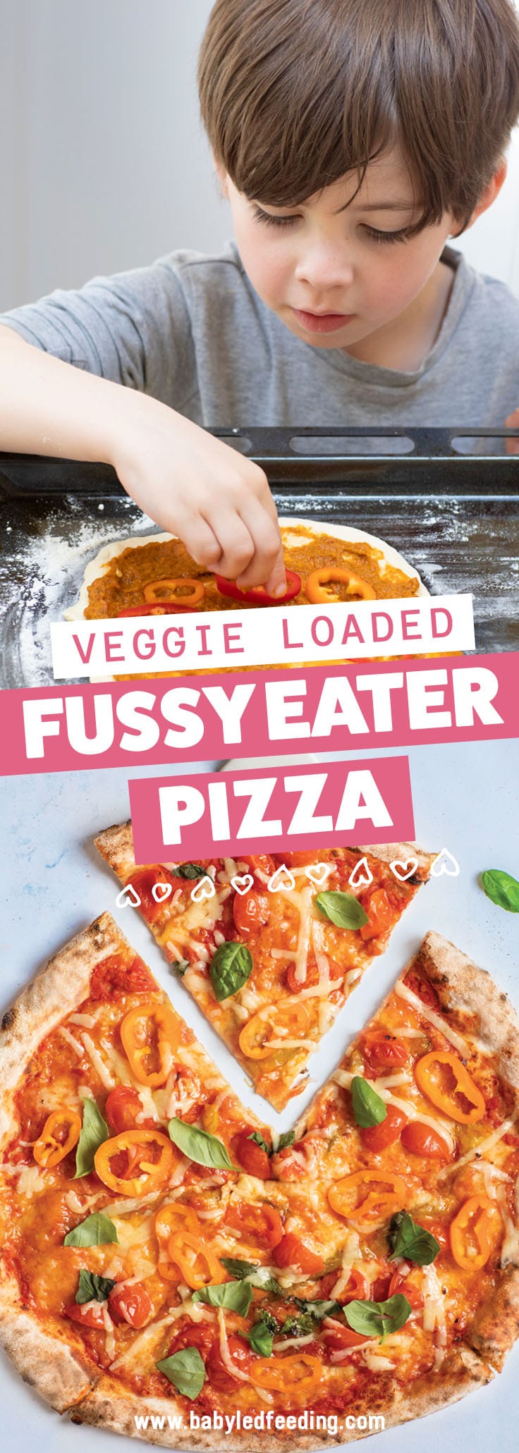 Juicy tomatoes and fresh sweet peppers give this healthy pizza a lightly sweet bite making it great for younger palates. Picky eater vegetable pizza is a family friendly nutritious recipe that only takes 10 minutes! #babyledweaning #pickyeater #toddlerfood #pizza #familyfood #refinedsugarfree 