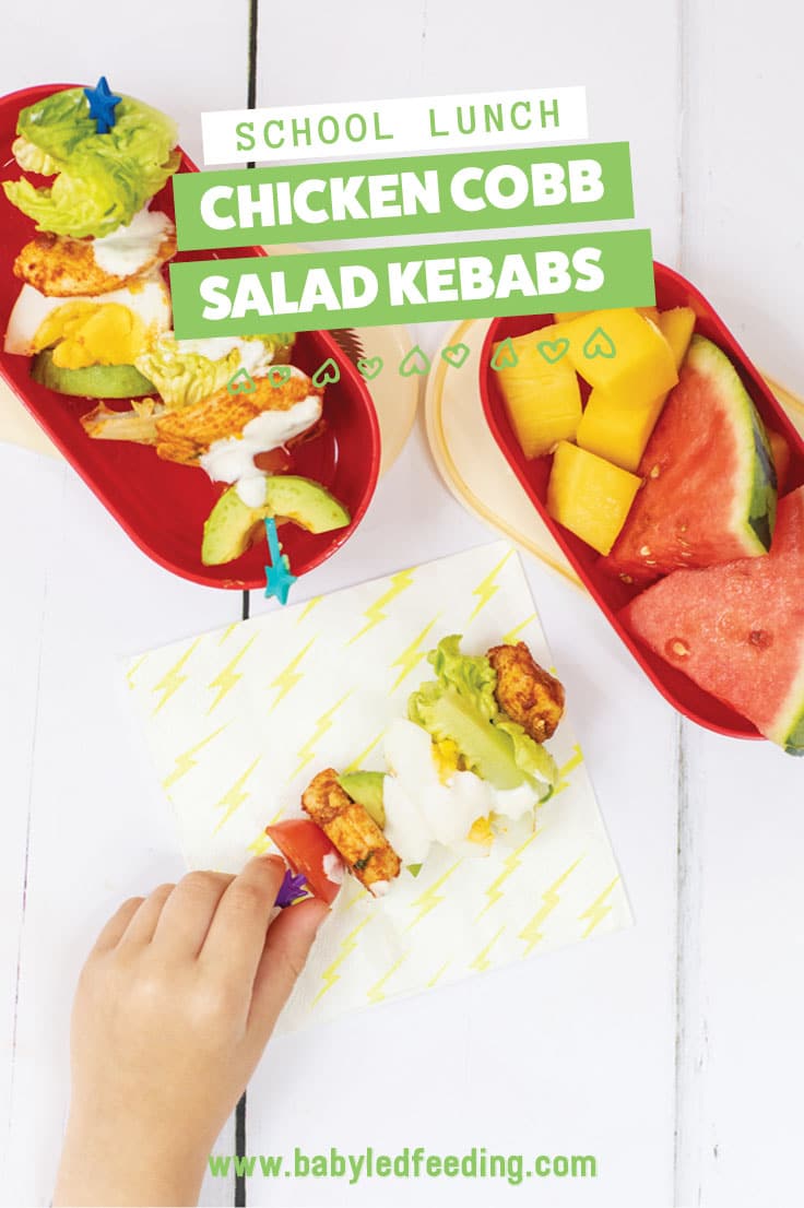 Chicken Cobb Salad on a Stick! One of the easiest ways to make food fun for kids is to put food on a stick! This traditional Cobb salad recipe is excellent for back to school lunches. Whats more, make yourself a salad while you're at it! #foodonastick #backtoschool #lunchboxideas #funfood