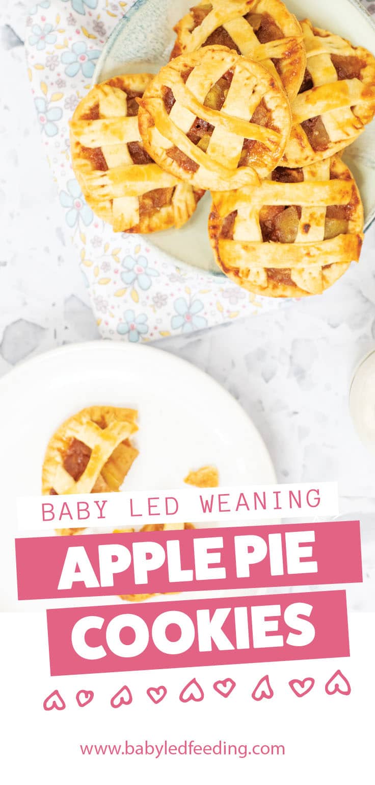 Fresh apple pie COOKIES! Homemade sweet apple filling with a light and crispy crust.The perfect finger food for baby and toddler hands. Refined sugar free treat that is perfect for baby led weaning snack! #babyledweaning #cookies #applepie #refinedsugarfree