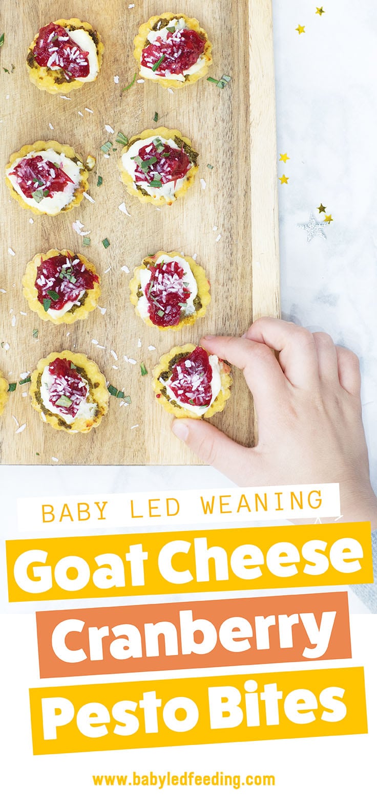 Healthy Christmas Appetizers are not always easy to find... But here is a fresh and super easy appetizer that is safe for babies and toddlers too! Goat cheese, cranberries, pesto and coconut all on top of a fresh baked crust. Merry Christmas! #appetizer #christmasrecipe #babyledweaning