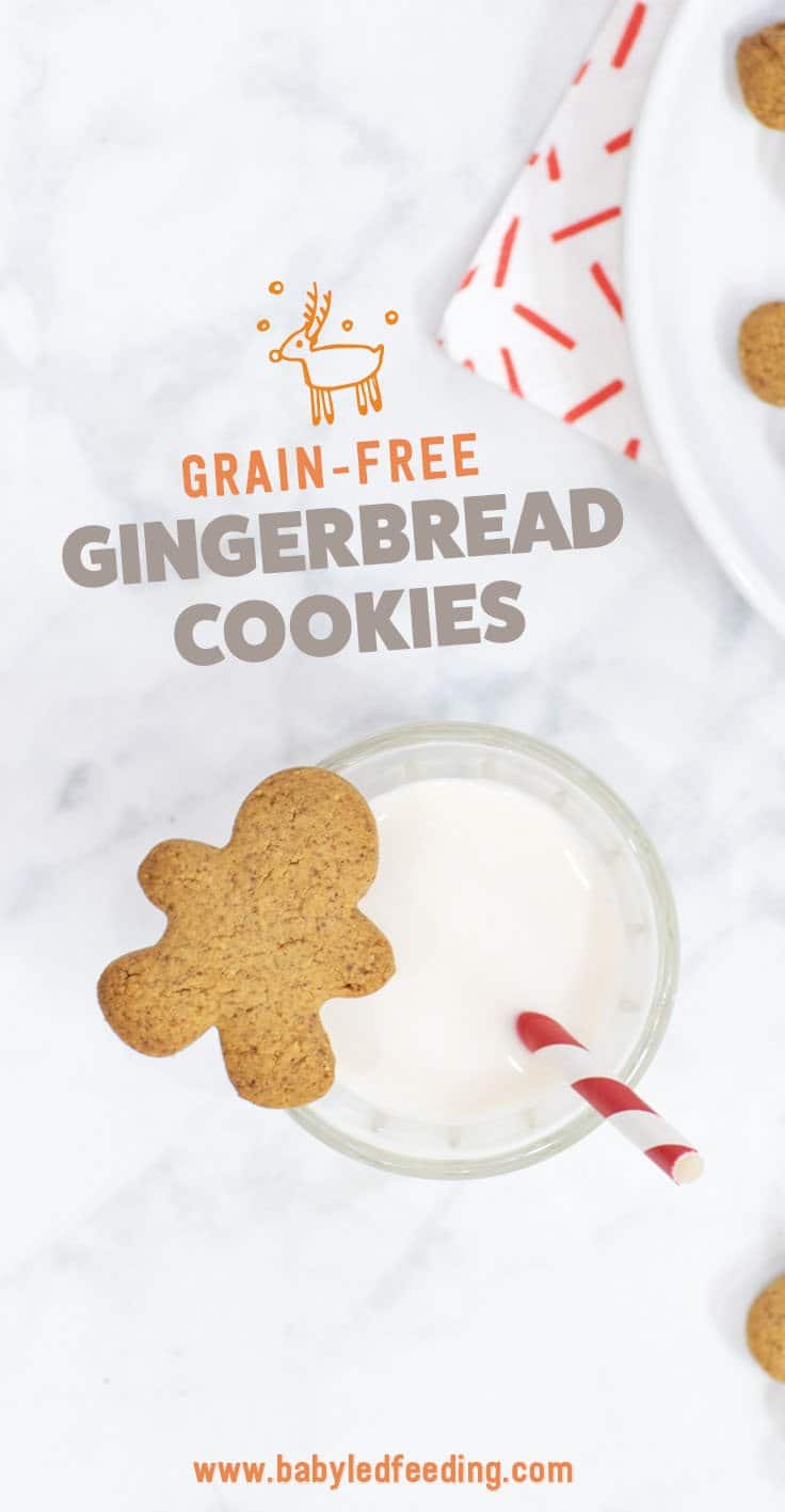 Gluten free (grain free) gingerbread cookies that are refined sugar free and excellent for baby led weaning snacks! This Christmas cookie recipe is one of my favourite when paired with gingerbread hot chocolate! #babyledweaning #refinedsugarfree #cookies #christmas #glutenfree