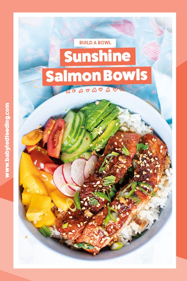 Easy and healthy sticky baked salmon for baby led weaning and families! This yummy summer dinner recipe is safe for baby led weaning 6 months and older. #salmonrecipe #bakedsalmon #salmonrecipe #healthysalmonrecipe #fishrecipe #babyledweaningfish