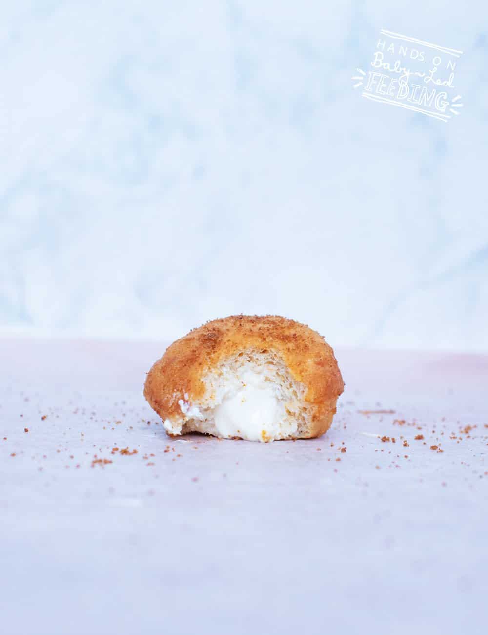 Baby Led Feeding healthy baked doughnut recipe with healthy cream cheese frosting pinterest recipe baby doughnut reicpe