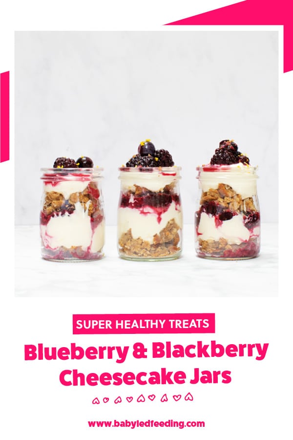 Blackberry and Blueberry Cheesecake Jars for Baby Led Weaning.