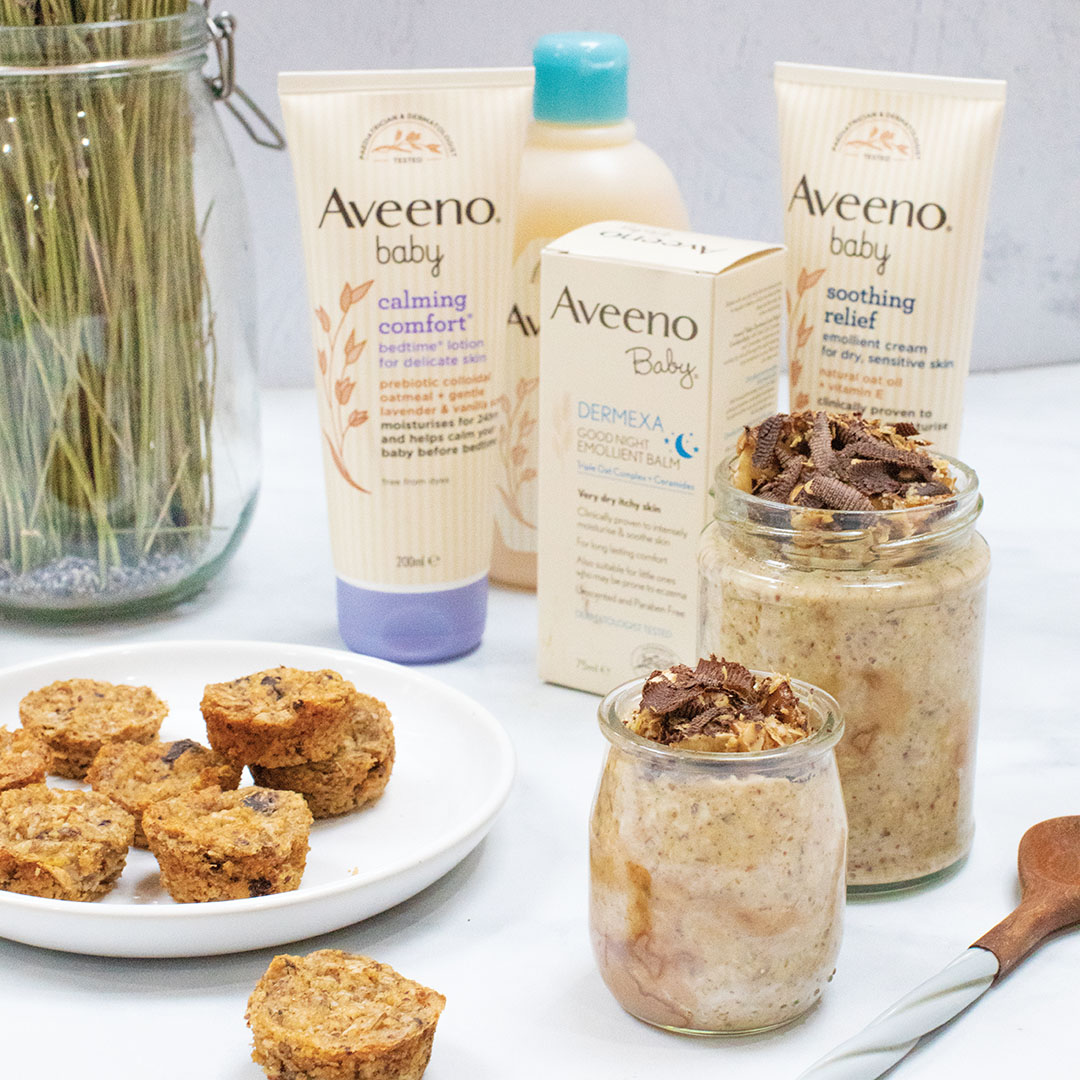 Overnight oats for baby led weaning with Aveeno Baby