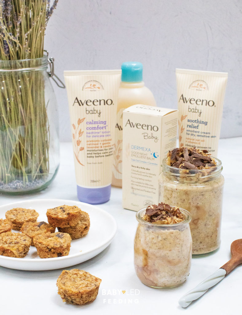 Overnight oats for baby led weaning inspired by the power of oats and Aveeno Baby