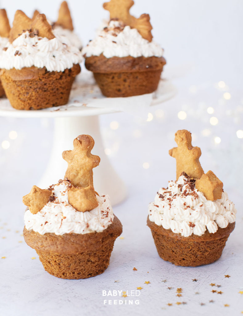 Gingerbread spice muffins with cinnamon frosting.