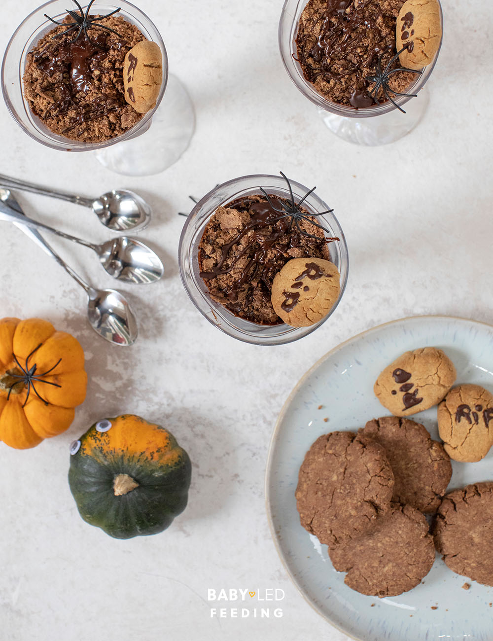 Halloween cookies for kids overhead photo. Baby Led weaning halloween food.