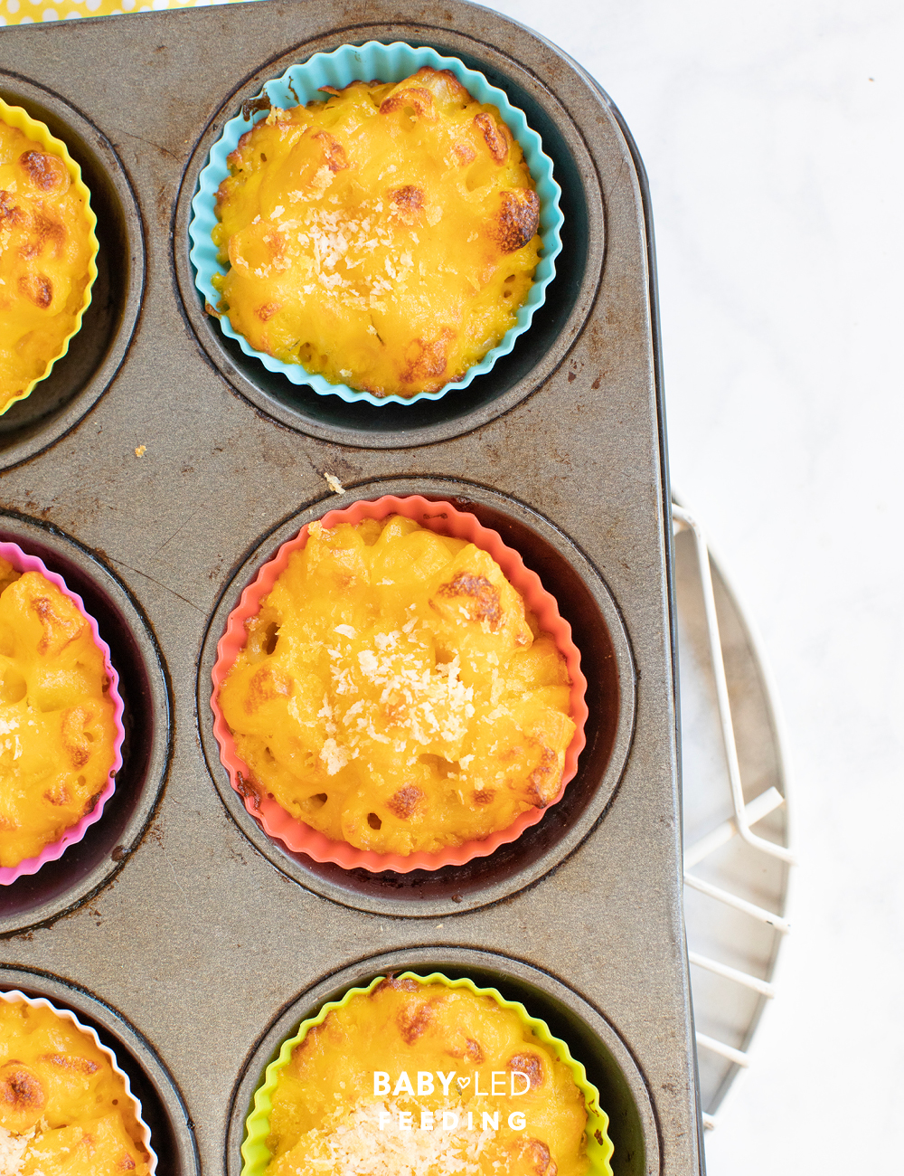 Baby Led Feeding Carrot Mac and Cheese Muffins